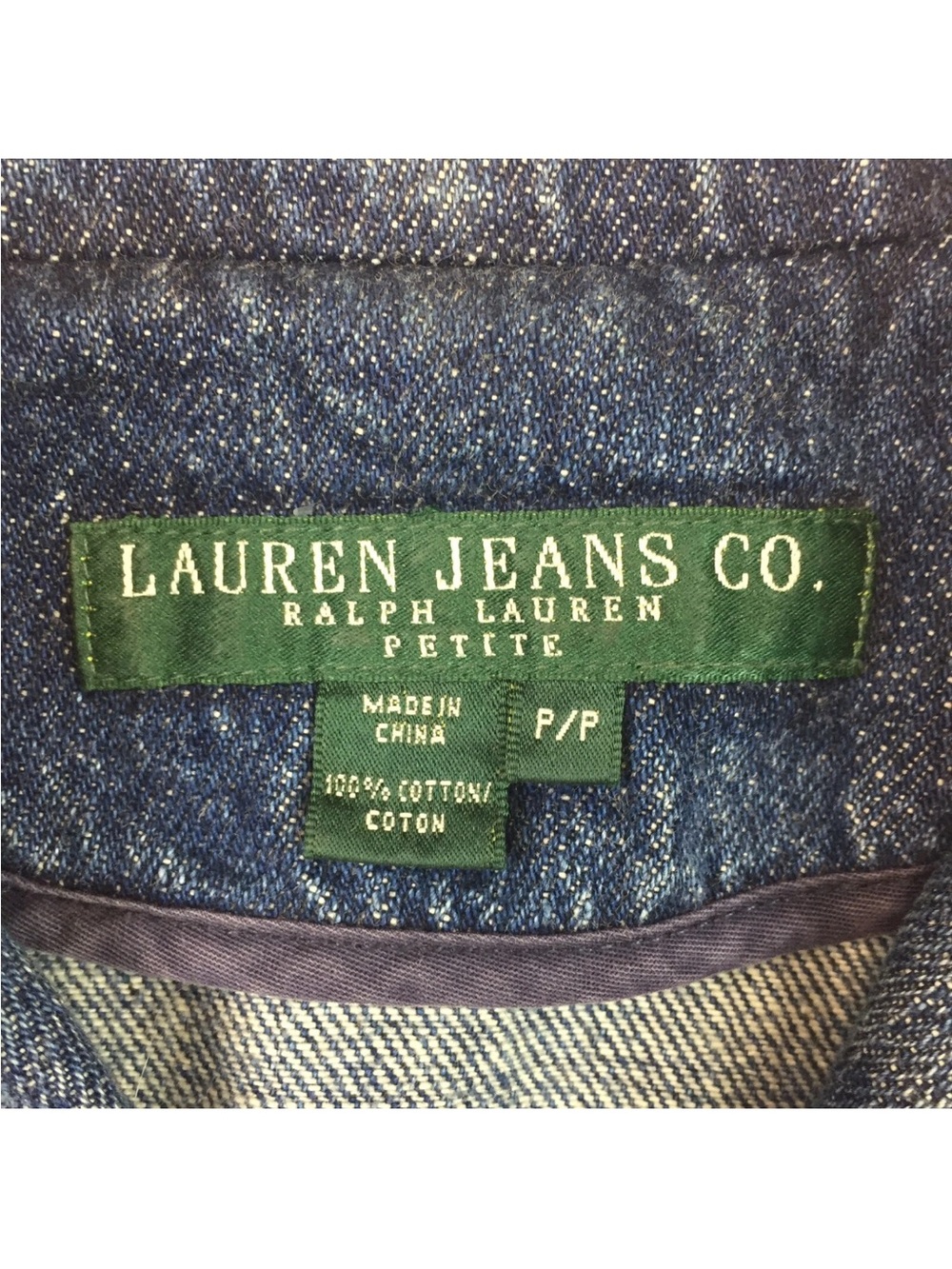 Ralph Lauren Jeans Women's Petite P Blue Denim Button Up Cropped Military Jacket - Picture 6 of 6